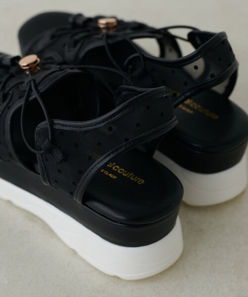 natural couture（ナチュラルクチュール）の「チュールスポサン（サンダル・レディース・オフホワイト/ピンクベージュ/ブラック・MEDIUM/LARGE）」の14枚目の写真