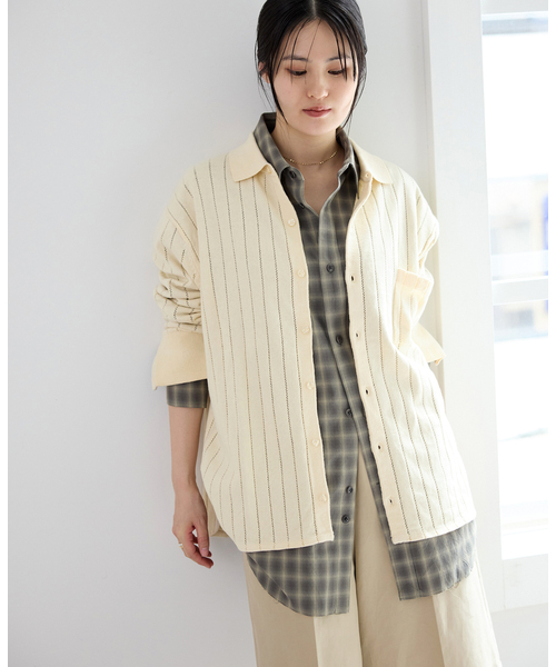 IENA（イエナ）の「WANDERUNG/ワンデルング cotton cashmere knit SH ニット WRKNN-005-01（ニット/セーター・レディース・アイボリー・FREE）」の2枚目の写真