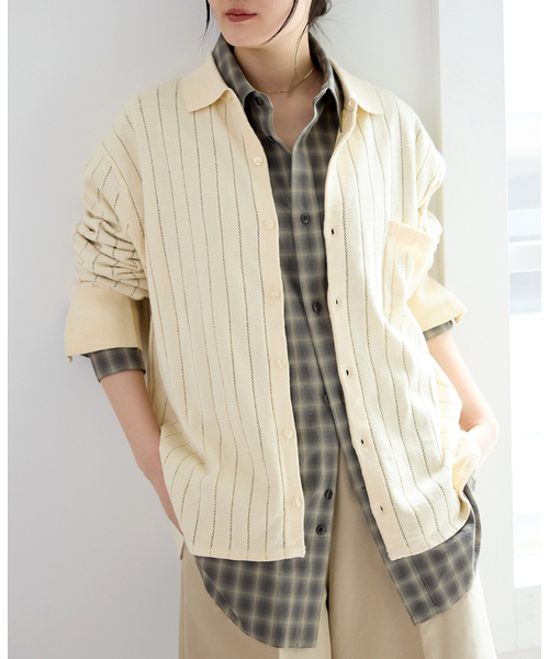 IENA（イエナ）の「WANDERUNG/ワンデルング cotton cashmere knit SH ニット WRKNN-005-01（ニット/セーター・レディース・アイボリー・FREE）」の3枚目の写真