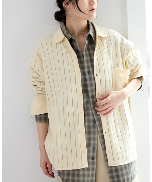 IENA（イエナ）の「WANDERUNG/ワンデルング cotton cashmere knit SH ニット WRKNN-005-01（ニット/セーター・レディース・アイボリー・FREE）」の4枚目の写真