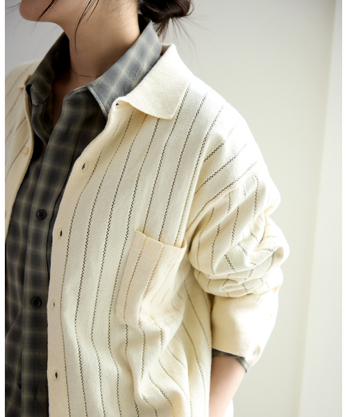 IENA（イエナ）の「WANDERUNG/ワンデルング cotton cashmere knit SH ニット WRKNN-005-01（ニット/セーター・レディース・アイボリー・FREE）」の8枚目の写真