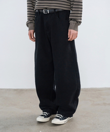 バレルフィットカーブドワイドパンツ_ブラック