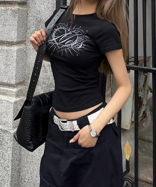 Ressaca(レサーカ)の「ハートプリントTシャツ(Tシャツ/カットソー・レディース・ブラック/グレー・M)」の5枚目の写真