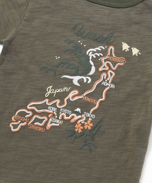 WASK（ワスク）の「アーカイブ日本地図スラブTシャツ（Tシャツ/カットソー・キッズ・レッド/グリーン・150cm/140cm/130cm/160cm）」の16枚目の写真