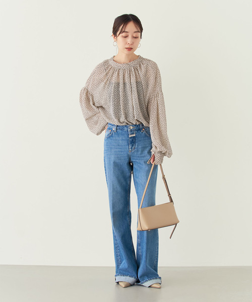 Noble(ノーブル)の「【洗える】ドットシフォンギャザーボウタイブラウス(シャツ/ブラウス・レディース・ブラック/ベージュ・FREE)」の10枚目の写真