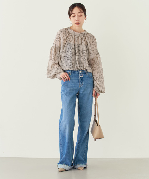 Noble(ノーブル)の「【洗える】ドットシフォンギャザーボウタイブラウス(シャツ/ブラウス・レディース・ブラック/ベージュ・FREE)」の15枚目の写真