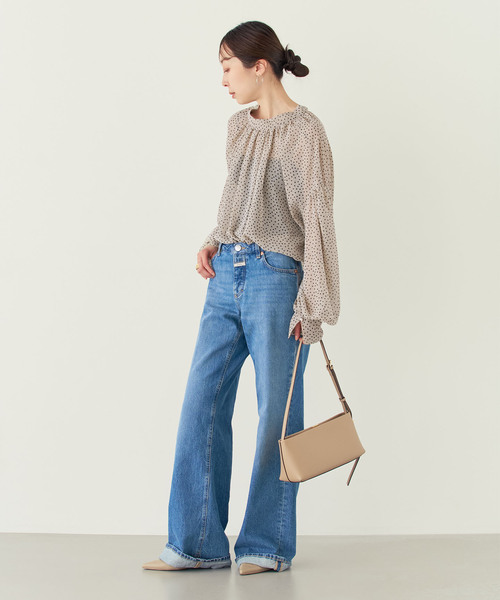 Noble(ノーブル)の「【洗える】ドットシフォンギャザーボウタイブラウス(シャツ/ブラウス・レディース・ブラック/ベージュ・FREE)」の16枚目の写真