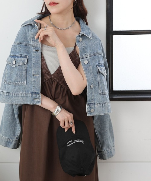 COLONY 2139(コロニートゥーワンスリーナイン)の「異素材ドッキングキャミワンピース(ワンピース・レディース・ブラウン/ブラック・FREE)」の11枚目の写真