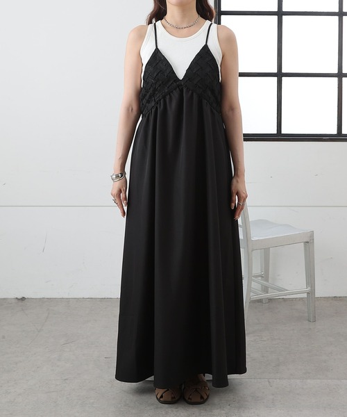 COLONY 2139(コロニートゥーワンスリーナイン)の「異素材ドッキングキャミワンピース(ワンピース・レディース・ブラウン/ブラック・FREE)」の19枚目の写真