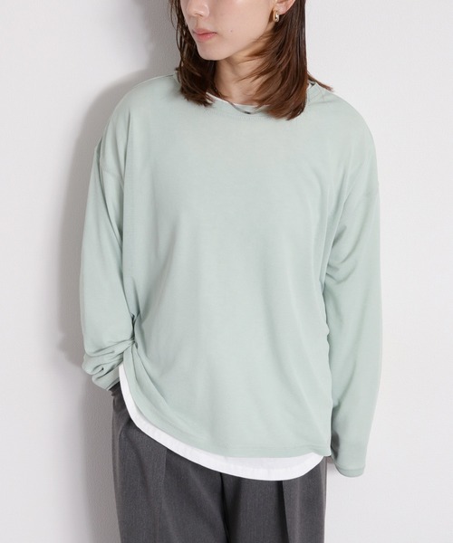 cepo（セポ）の「梨地織り シアーロングスリーブTee（Tシャツ/カットソー・レディース・ブラック/オフホワイト/グレー/ミント・M）」の4枚目の写真