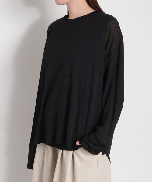 cepo（セポ）の「梨地織り シアーロングスリーブTee（Tシャツ/カットソー・レディース・ブラック/オフホワイト/グレー/ミント・M）」の20枚目の写真