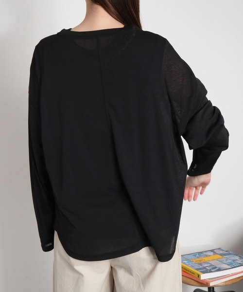 cepo（セポ）の「梨地織り シアーロングスリーブTee（Tシャツ/カットソー・レディース・ブラック/オフホワイト/グレー/ミント・M）」の19枚目の写真