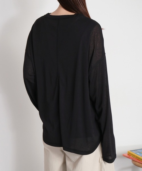 cepo（セポ）の「梨地織り シアーロングスリーブTee（Tシャツ/カットソー・レディース・ブラック/オフホワイト/グレー/ミント・M）」の18枚目の写真