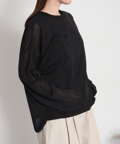cepo（セポ）の「梨地織り シアーロングスリーブTee（Tシャツ/カットソー・レディース・ブラック/オフホワイト/グレー/ミント・M）」の17枚目の写真