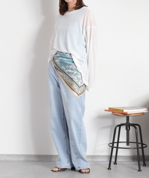 cepo（セポ）の「梨地織り シアーロングスリーブTee（Tシャツ/カットソー・レディース・ブラック/オフホワイト/グレー/ミント・M）」の12枚目の写真