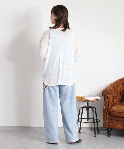 cepo（セポ）の「梨地織り シアーロングスリーブTee（Tシャツ/カットソー・レディース・ブラック/オフホワイト/グレー/ミント・M）」の7枚目の写真