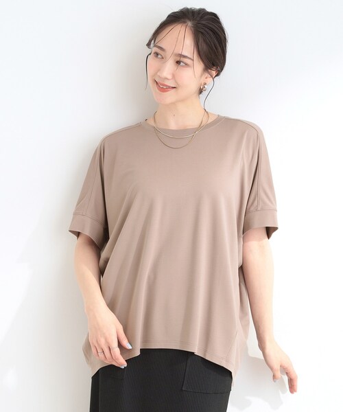 SHOO・LA・RUE(シューラルー)の「【新色追加/ひんやり/UV/S-LL/体型カバー】秋まで着られる ひやとろドルマンTシャツ(Tシャツ/カットソー・レディース・ダークブラウン/サックスブルー/ブラック/ホワイト系5・04/03/02/01)」の17枚目の写真
