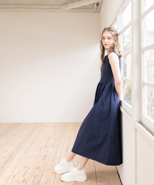 U.S. POLO ASSN.（ユーエスポロアッスン）の「【U.S. POLO ASSN.】clear 別注 布帛切替ノースリーブロングワンピース（ワンピース・レディース・ブラック/ネイビー・F）」の3枚目の写真