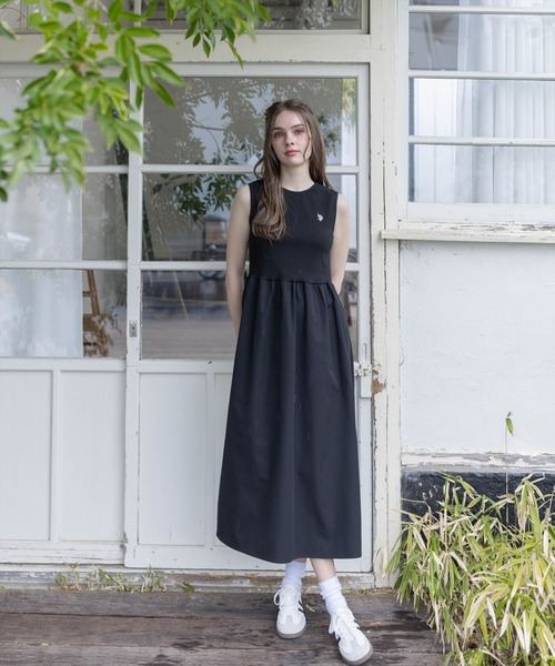 U.S. POLO ASSN.（ユーエスポロアッスン）の「【U.S. POLO ASSN.】clear 別注 布帛切替ノースリーブロングワンピース（ワンピース・レディース・ブラック/ネイビー・F）」の6枚目の写真