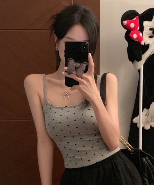Teem Store(チームストア)の「【カップ付き】ナチュ盛れ ドット柄キャミソール(キャミソール・レディース・ブラック/ホワイト/グレー・F)」の20枚目の写真