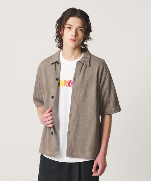 BEAUTY&YOUTH UNITED ARROWS（ビューティーアンドユースユナイテッドアローズ）の「パナマ ニット シャツ ウォッシャブル（カーディガン/ボレロ・メンズ・ベージュ/ブラック・L/M/XL/S）」の3枚目の写真