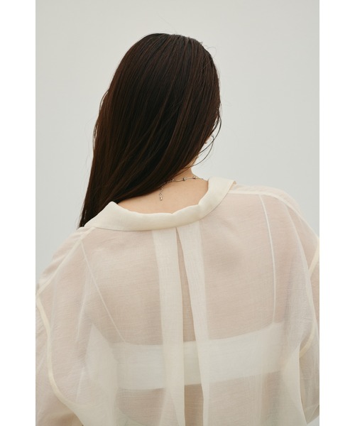 STYLEMIXER（スタイルミキサー）の「シアーオーバーシャツ（シャツ/ブラウス・レディース・イエロー/ブラウン/アイボリー/サックスブルー・FREE）」の14枚目の写真
