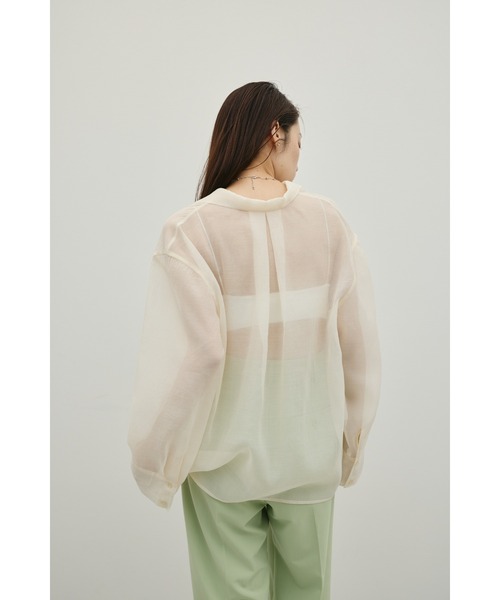STYLEMIXER（スタイルミキサー）の「シアーオーバーシャツ（シャツ/ブラウス・レディース・イエロー/ブラウン/アイボリー/サックスブルー・FREE）」の12枚目の写真