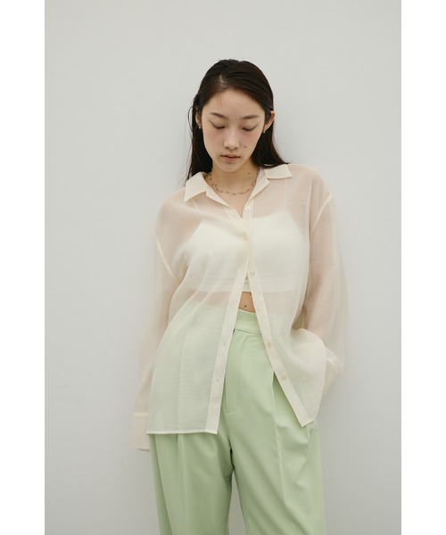 STYLEMIXER（スタイルミキサー）の「シアーオーバーシャツ（シャツ/ブラウス・レディース・イエロー/ブラウン/アイボリー/サックスブルー・FREE）」の5枚目の写真