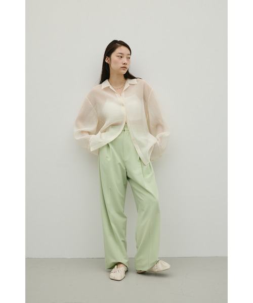 STYLEMIXER（スタイルミキサー）の「シアーオーバーシャツ（シャツ/ブラウス・レディース・イエロー/ブラウン/アイボリー/サックスブルー・FREE）」の8枚目の写真