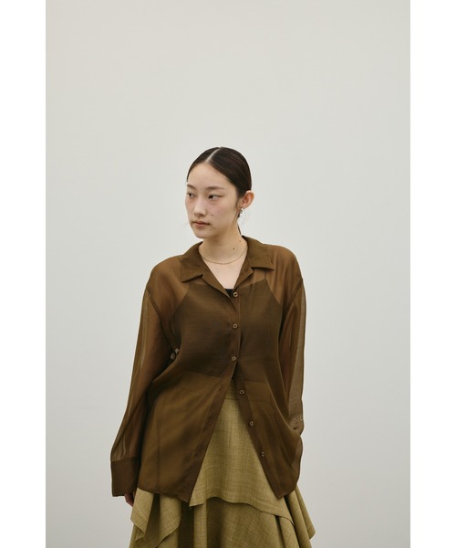 STYLEMIXER（スタイルミキサー）の「シアーオーバーシャツ（シャツ/ブラウス・レディース・イエロー/ブラウン/アイボリー/サックスブルー・FREE）」の19枚目の写真