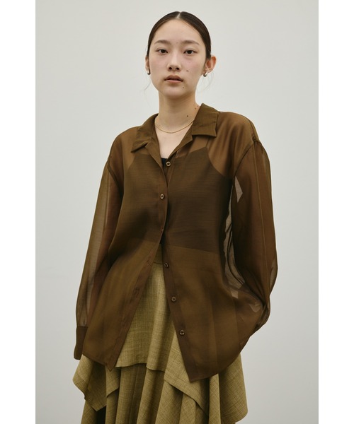 STYLEMIXER（スタイルミキサー）の「シアーオーバーシャツ（シャツ/ブラウス・レディース・イエロー/ブラウン/アイボリー/サックスブルー・FREE）」の20枚目の写真