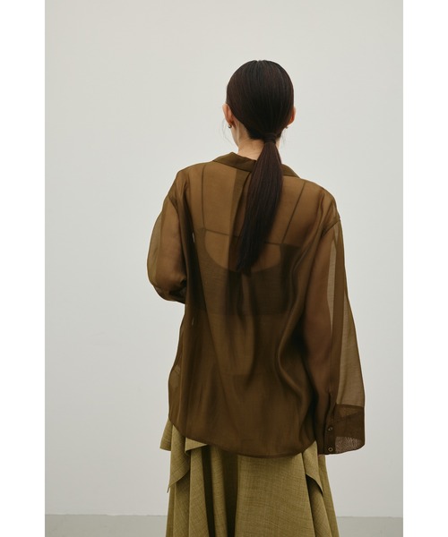 STYLEMIXER（スタイルミキサー）の「シアーオーバーシャツ（シャツ/ブラウス・レディース・イエロー/ブラウン/アイボリー/サックスブルー・FREE）」の21枚目の写真