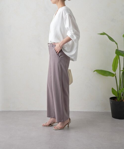 Jena espace merveilleux(ジェナ エスパスメルヴェイユ)の「ストレッチワイドストレートパンツ(その他パンツ・レディース・グレー/オフホワイト/ブラック・FREE)」の4枚目の写真
