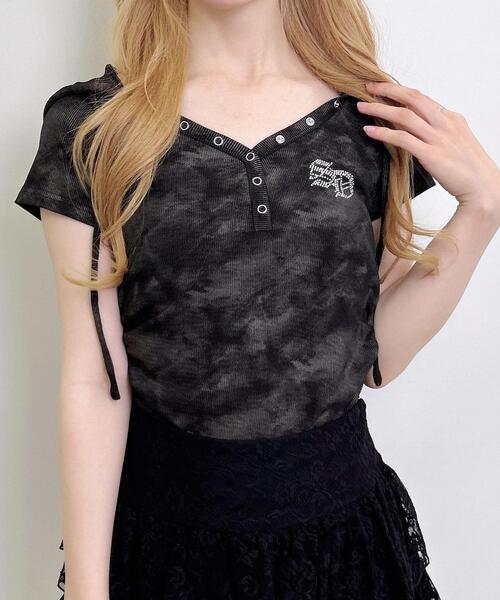 INGNI(イング)の「ヘンリーネックフードリブトップス(Tシャツ/カットソー・レディース・ブラック系7/ブラック/オフホワイト/グレー・M)」の3枚目の写真