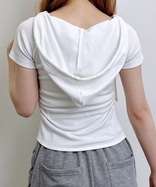 INGNI(イング)の「ヘンリーネックフードリブトップス(Tシャツ/カットソー・レディース・ブラック系7/ブラック/オフホワイト/グレー・M)」の9枚目の写真