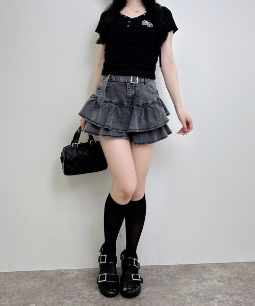 INGNI(イング)の「ヘンリーネックフードリブトップス(Tシャツ/カットソー・レディース・ブラック系7/ブラック/オフホワイト/グレー・M)」の18枚目の写真