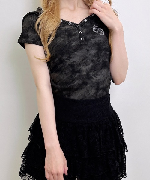 INGNI(イング)の「ヘンリーネックフードリブトップス(Tシャツ/カットソー・レディース・ブラック系7/ブラック/オフホワイト/グレー・M)」の21枚目の写真