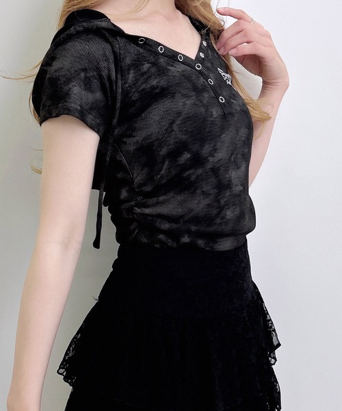 INGNI(イング)の「ヘンリーネックフードリブトップス(Tシャツ/カットソー・レディース・ブラック系7/ブラック/オフホワイト/グレー・M)」の22枚目の写真
