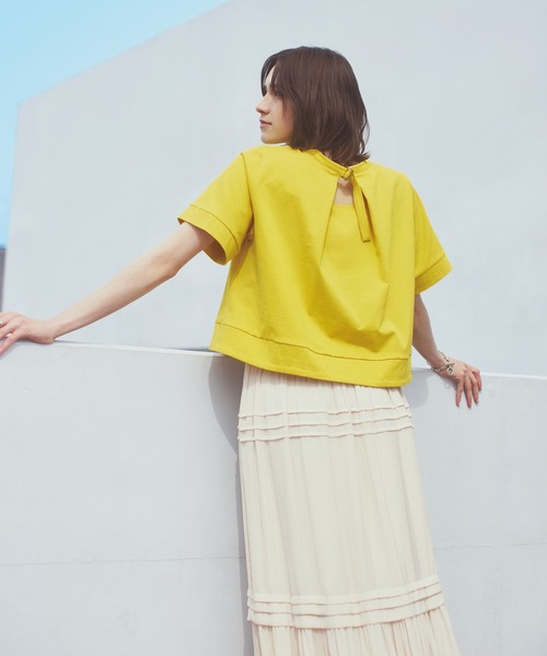 STRAWBERRY-FIELDS(ストロベリーフィールズ)の「ソフト天竺_バックシャンTシャツ(Tシャツ/カットソー・レディース・ブラック/イエロー/ホワイト/ブルー/グレー/ピンク系その他/ローズ・2)」の8枚目の写真