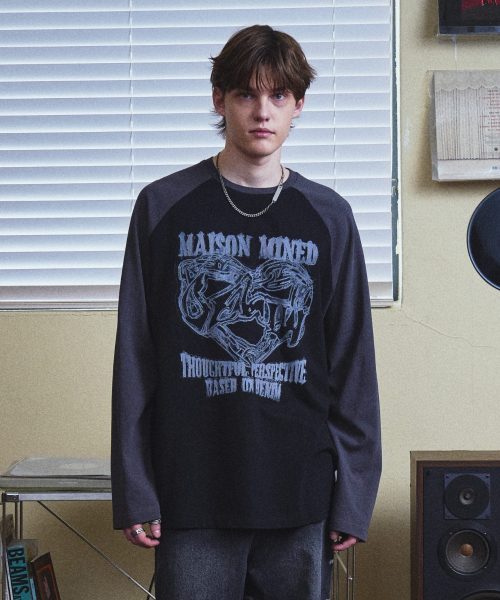 MAISON MINED(メゾンミネド)の「ドゥードゥル ラグラン ロングスリーブ Tシャツ ブラック(Tシャツ/カットソー・メンズ・その他・SMALL/MEDIUM/LARGE)」の3枚目の写真