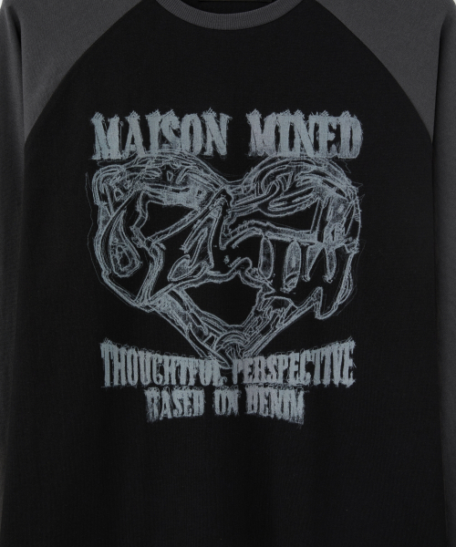 MAISON MINED(メゾンミネド)の「ドゥードゥル ラグラン ロングスリーブ Tシャツ ブラック(Tシャツ/カットソー・メンズ・その他・SMALL/MEDIUM/LARGE)」の6枚目の写真