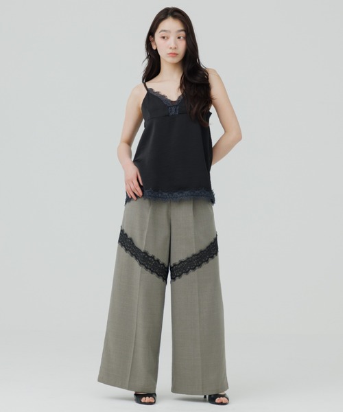 SENEE(セニー)の「lace docking wide pants(レースドッキングワイドパンツ)(スラックス・レディース・グレー/ブラック/ベージュ・MEDIUM/SMALL)」の17枚目の写真