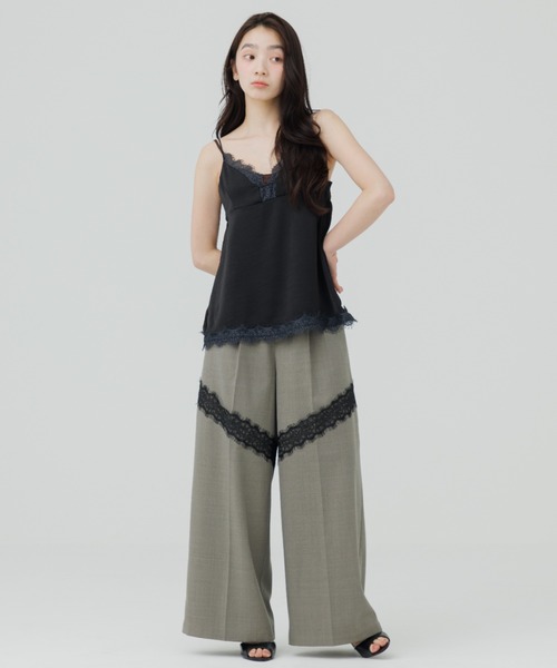 SENEE(セニー)の「lace docking wide pants(レースドッキングワイドパンツ)(スラックス・レディース・グレー/ブラック/ベージュ・MEDIUM/SMALL)」の18枚目の写真