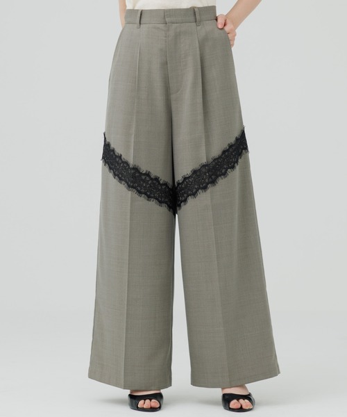 SENEE(セニー)の「lace docking wide pants(レースドッキングワイドパンツ)(スラックス・レディース・グレー/ブラック/ベージュ・MEDIUM/SMALL)」の14枚目の写真