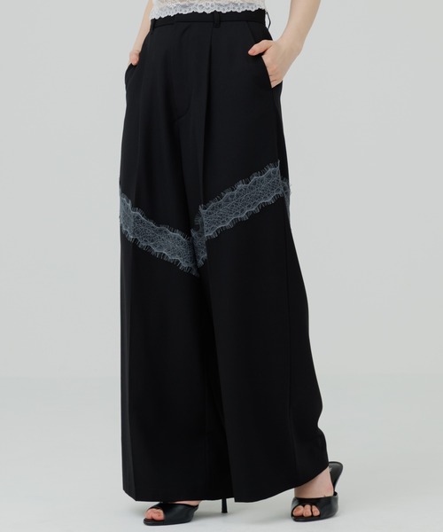 SENEE(セニー)の「lace docking wide pants(レースドッキングワイドパンツ)(スラックス・レディース・グレー/ブラック/ベージュ・MEDIUM/SMALL)」の8枚目の写真
