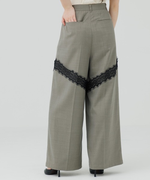 SENEE(セニー)の「lace docking wide pants(レースドッキングワイドパンツ)(スラックス・レディース・グレー/ブラック/ベージュ・MEDIUM/SMALL)」の15枚目の写真
