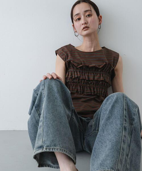 SENSE OF PLACE by URBAN RESEARCH(センスオブプレイスバイアーバンリサーチ)の「ボーダーカットビスチェセット(Tシャツ/カットソー・レディース・ブラック系その他/ブラウン系その他/ホワイト系その他・ONE)」の3枚目の写真
