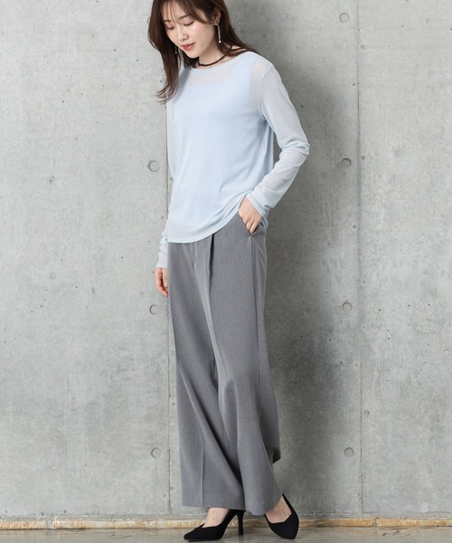 MAISONCOMFY (メゾンコンフィ)の「【ほんのり透け感のあるシアーカットソー】1枚でもレイヤードでも「サマ」になる優秀アイテム(Tシャツ/カットソー・レディース・ブラック/サックスブルー/ホワイト・FREE)」の6枚目の写真