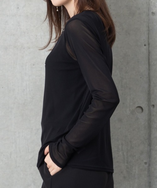 MAISONCOMFY (メゾンコンフィ)の「【ほんのり透け感のあるシアーカットソー】1枚でもレイヤードでも「サマ」になる優秀アイテム(Tシャツ/カットソー・レディース・ブラック/サックスブルー/ホワイト・FREE)」の18枚目の写真