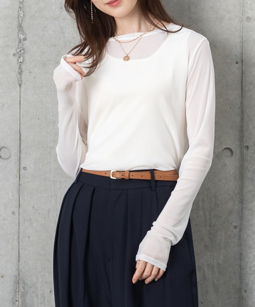 MAISONCOMFY (メゾンコンフィ)の「【ほんのり透け感のあるシアーカットソー】1枚でもレイヤードでも「サマ」になる優秀アイテム(Tシャツ/カットソー・レディース・ブラック/サックスブルー/ホワイト・FREE)」の7枚目の写真